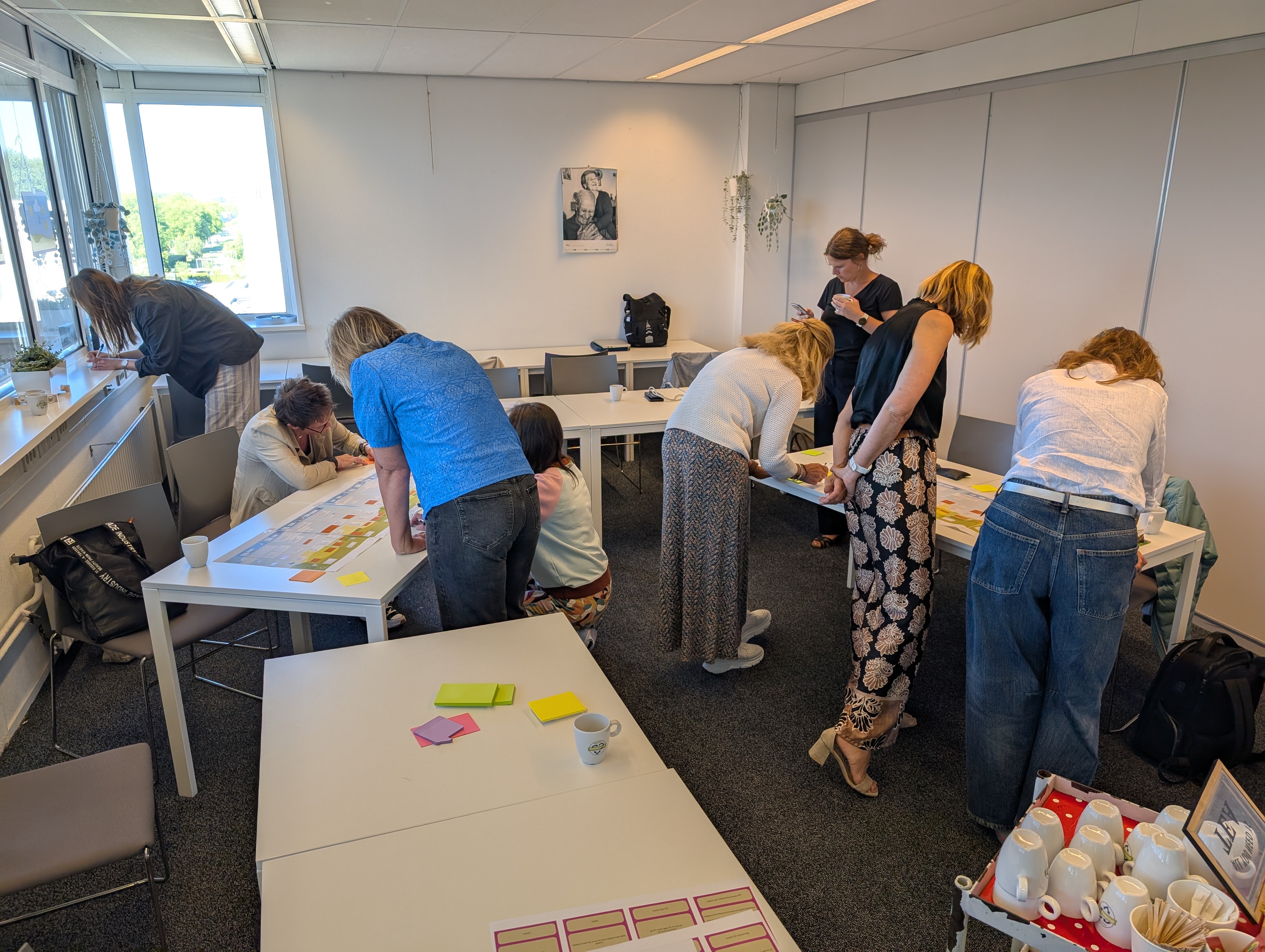 Service design-workshop: een team werkt samen aan de gewenste klantreis met sticky notes